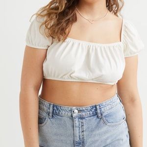 NWT H&M plus size off shoulder puff sleeve crop top